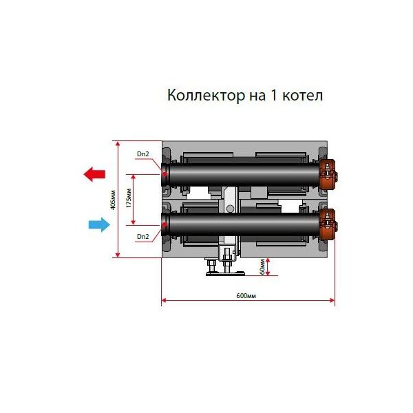 Коллектор Meibes каскадной системы на 1 котел Dn 100, до 700 кВт